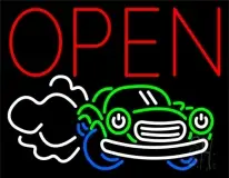 Car Logo Red Open LED Neon Sign