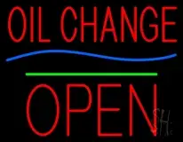 Oil Change Open Block Green Line LED Neon Sign