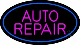 Pink Auto Repair Blue Oval LED Neon Sign