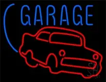 Red Car Logo White Garage LED Neon Sign