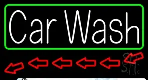 Red Car Wash With Border LED Neon Sign
