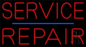 Red Service Repair Blue Line LED Neon Sign