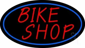 Bike Shop Blue Border LED Neon Sign