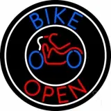 Blue Bike Open With Border LED Neon Sign