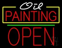Oil Painting Open Green Line LED Neon Sign