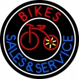 Red Bikes Blue Sales And Service LED Neon Sign