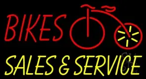 Red Bikes Yellow Sales And Service LED Neon Sign