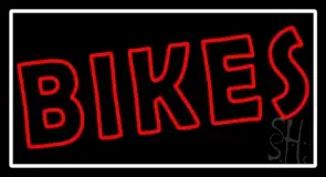 Red Double Stroke Bikes White Border LED Neon Sign