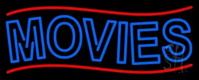 Blue Double Stroke Movies Block LED Neon Sign