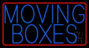Blue Moving Boxes Red Border LED Neon Sign