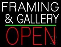 White Framing And Gallery With Open 1 LED Neon Sign