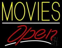 Yellow Movies Open LED Neon Sign