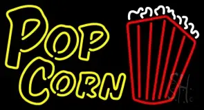 Yellow Popcorn With Logo LED Neon Sign