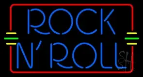 Blue Rock N Roll Red Border LED Neon Sign