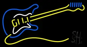 Logo Guitar With Yellow Line LED Neon Sign