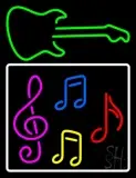 Musical Notes With Guitar Logo 2 LED Neon Sign