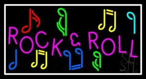 Pink Rock N Roll With Border LED Neon Sign