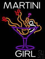 White Martini Girl Logo LED Neon Sign