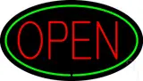 Red Open Green Oval LED Neon Sign