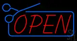 Red Open with Scissor Logo LED Neon Sign