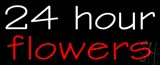 White 24 Hours Red Flowers LED Neon Sign
