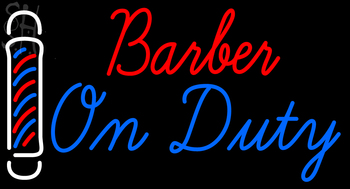 Custom Barber On Duty With Barber Pole Neon Sign 10