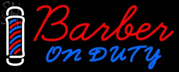 Custom Barber On Duty With Barber Pole Neon Sign 13