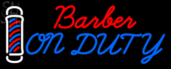 Custom Barber On Duty With Barber Pole Neon Sign 8