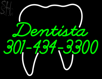 Custom Dentista Phone Number Neon Sign 3