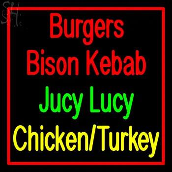 Custom Juicy Lucy Burger Bison Kebab Neon Sign 4