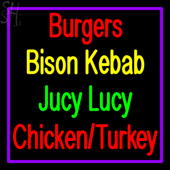 Custom Juicy Lucy Burger Bison Kebab Neon Sign 7