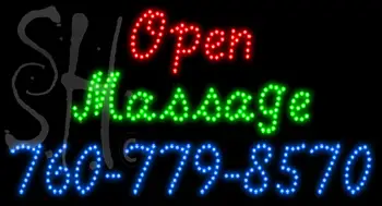 Custom Open Massage With Phone No Neon Sign 1