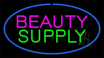 Pink Beauty Green Supply Blue Border Neon Sign