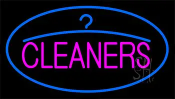 Pink Cleaners Blue Logo Neon Sign