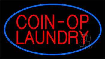 Coin Op Laundry Blue Neon Sign