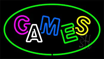 Games Green Neon Sign