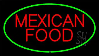 Red Mexican Food Green Neon Sign
