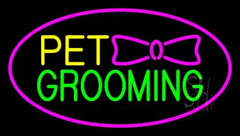 Pet Grooming Logo Purple Neon Sign