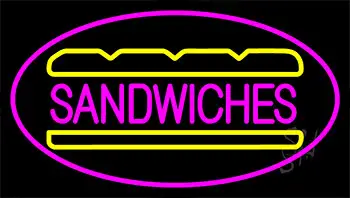 Sandwiches Pink Border Animated Neon Sign