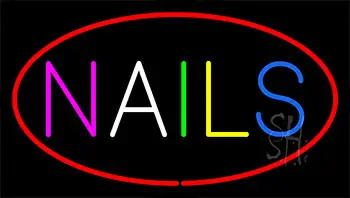 Multi Colored Nails Red Neon Sign