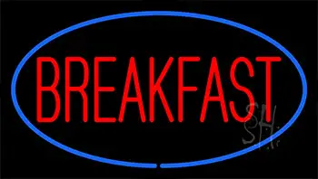 Breakfast With Blue Border Neon Sign