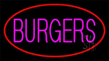Pink Burgers Red Neon Sign