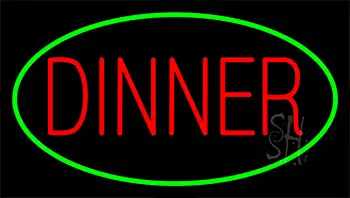 Red Dinner Green Neon Sign