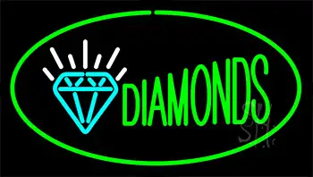 Diamonds Logo Green Neon Sign