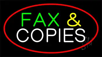 Fax And Copies Red Border Animated Neon Sign