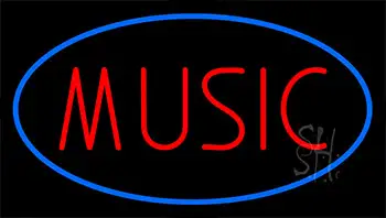 Red Music Blue Neon Sign