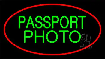 Green Passport Photo Red Neon Sign