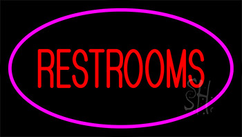 Restrooms Pink Neon Sign