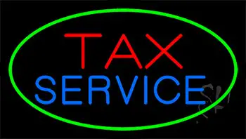 Tax Service Green Border Animated Neon Sign
