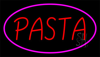 Red Pasta Pink Border Neon Sign